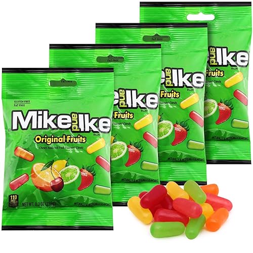 Mike and Ike Original Fruits Candy, 4 Pack of Movie Theater Boxes 8.3 OZ Each, Ideal Mike and Ike for Your Favorite Films, Perfect Theater Box-Candy