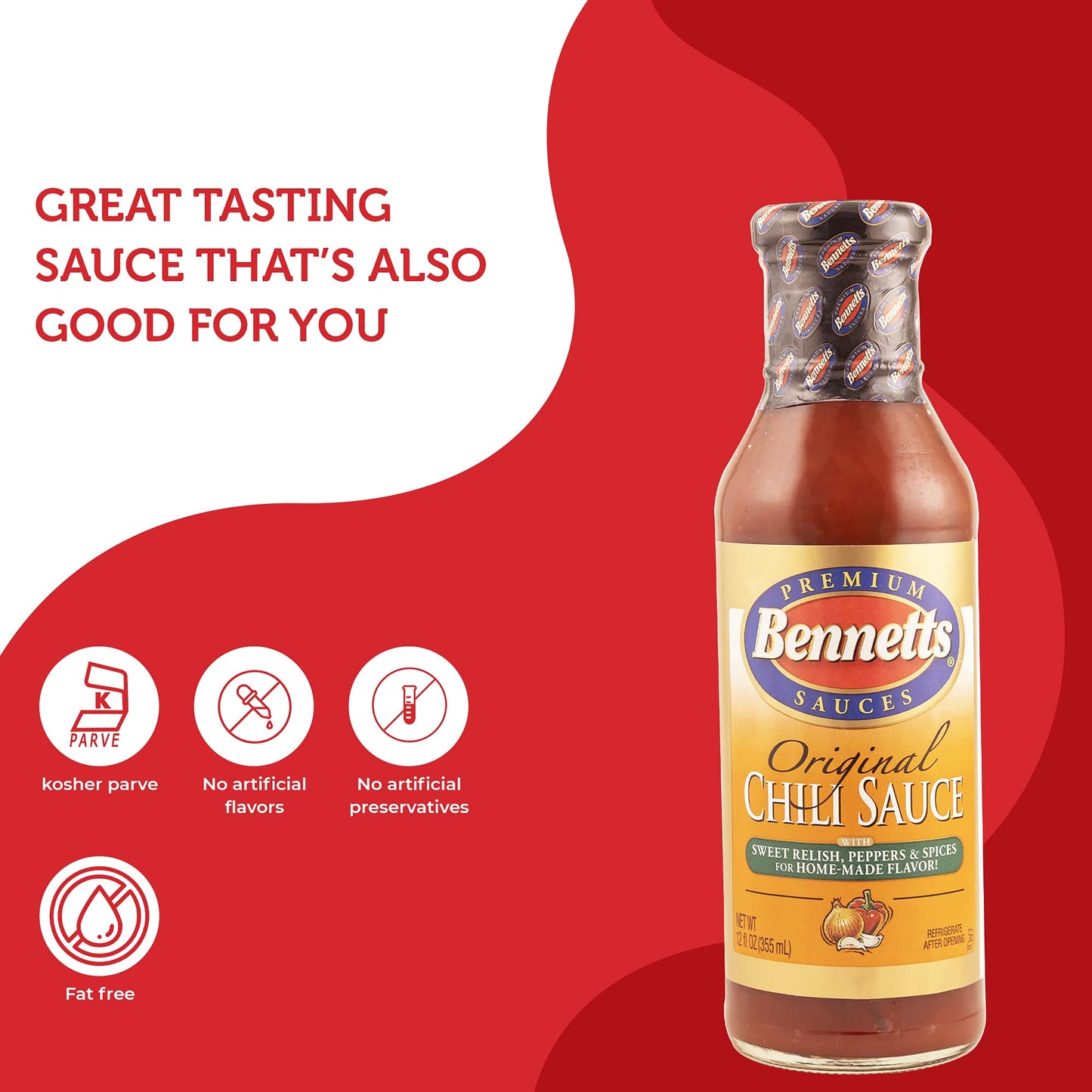 Bennett's Original Chili Sauce, 12 oz Bottle, Pack of 3, Classic Homemade Taste, Kosher Pantry Staple, Sweet and Spicy Sauce for Meatloaf, Sloppy