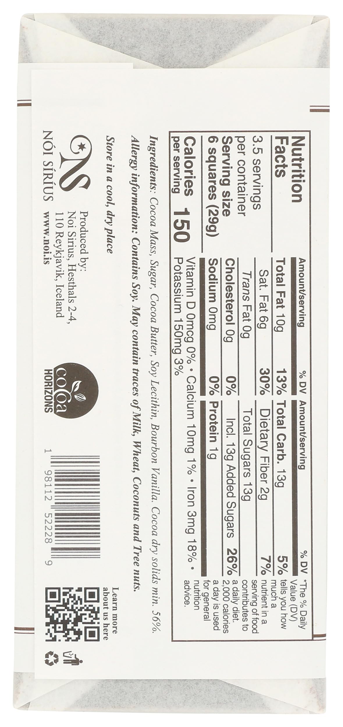 Noi Sirius 56% Dark Chocolate Bar, 3.53 OZ