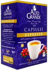 Alto Grande Super Premium Capsules for Nespresso Machines, 100 Percent Arabica Coffee From Puerto Rico (Espresso, 18 Count)