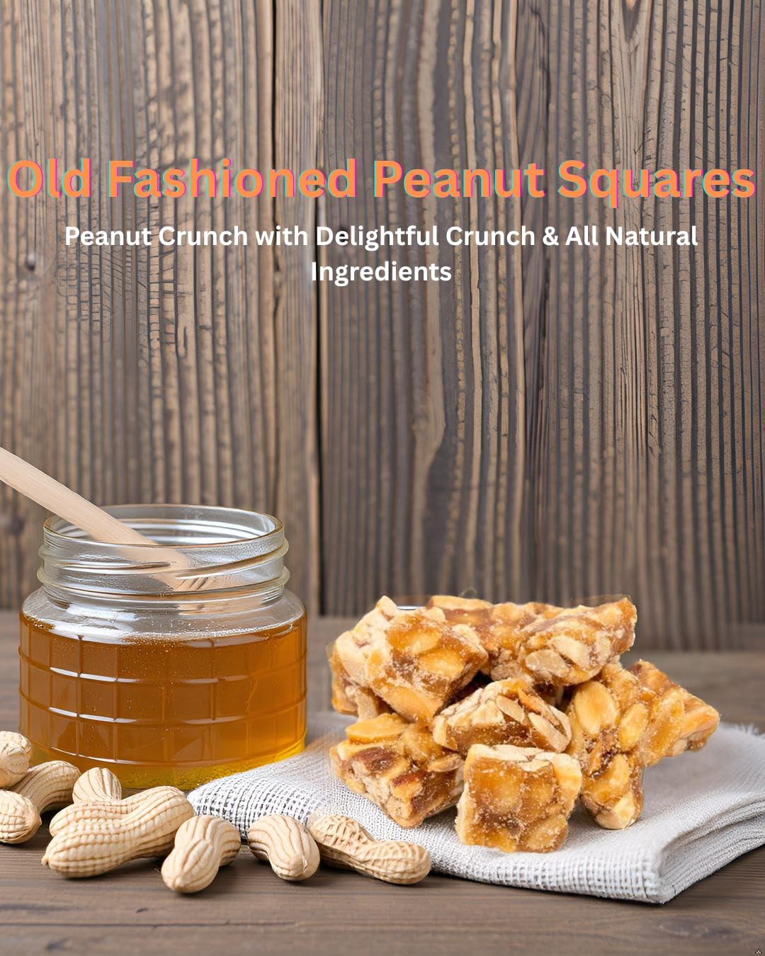 Old Fashioned Peanut Squares by Nuts to You | Peanut Crunch with Delightful Crunch & All Natural Ingredients | Sweet Snack Honey Taste (2 Pound)