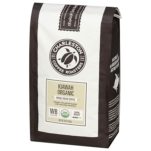 Charleston Coffee Roasters | Specialty Organic Whole Bean Coffee | Hand Picked, Premium Slow Roast | (Kiawah, Dark Roast) 28oz