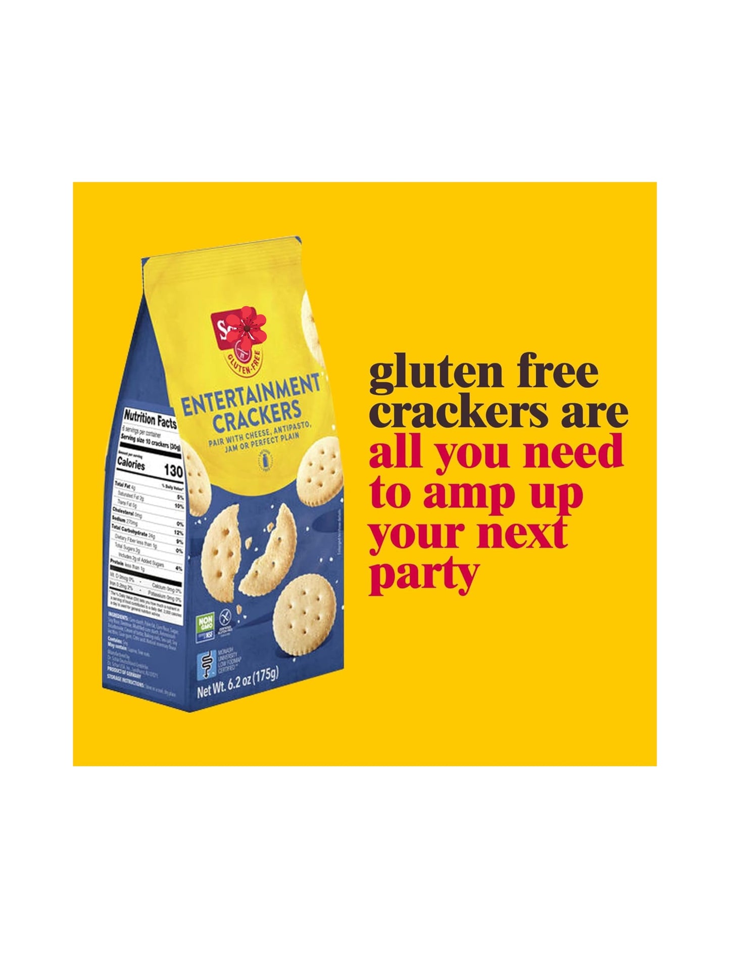 Entertainment Crackers, Gluten Free, 6.2 Oz (4 Pack), by Litezout