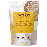 Waka Premium Instant Coffee Pouch - 100% Arabica Freeze Dried Beans - For Hot or Iced Coffee (3.5 Ounces, House Roast)