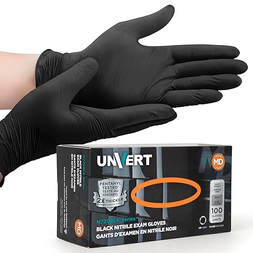 UNVERT Nitrile Disposable Gloves - Heavy Duty 6 Mil Premium Quality, Latex-Free Protection for Cleaning, Cooking, and More (Large)