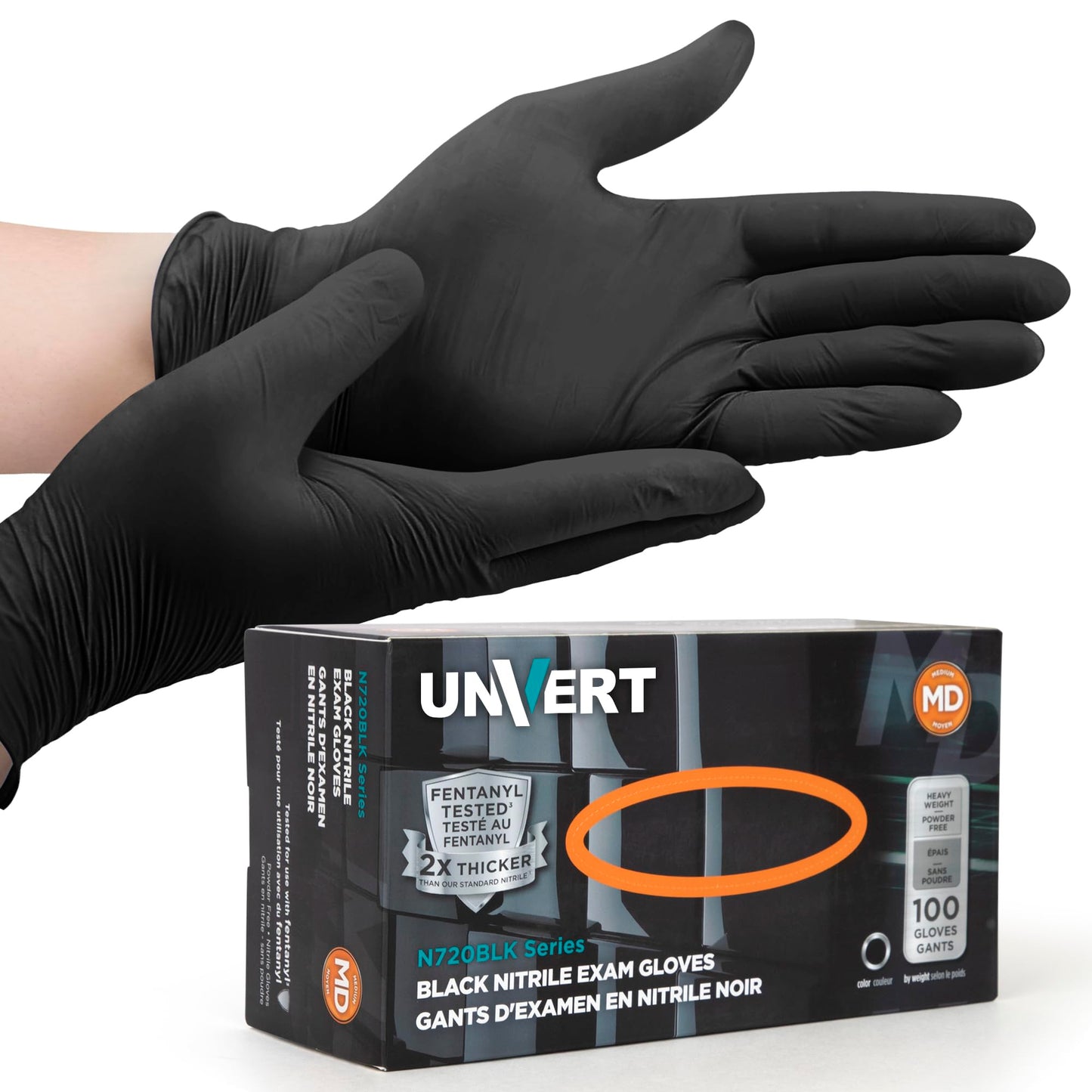 UNVERT Nitrile Disposable Gloves - Heavy Duty 6 Mil Premium Quality, Latex-Free Protection for Cleaning, Cooking, and More (Large)