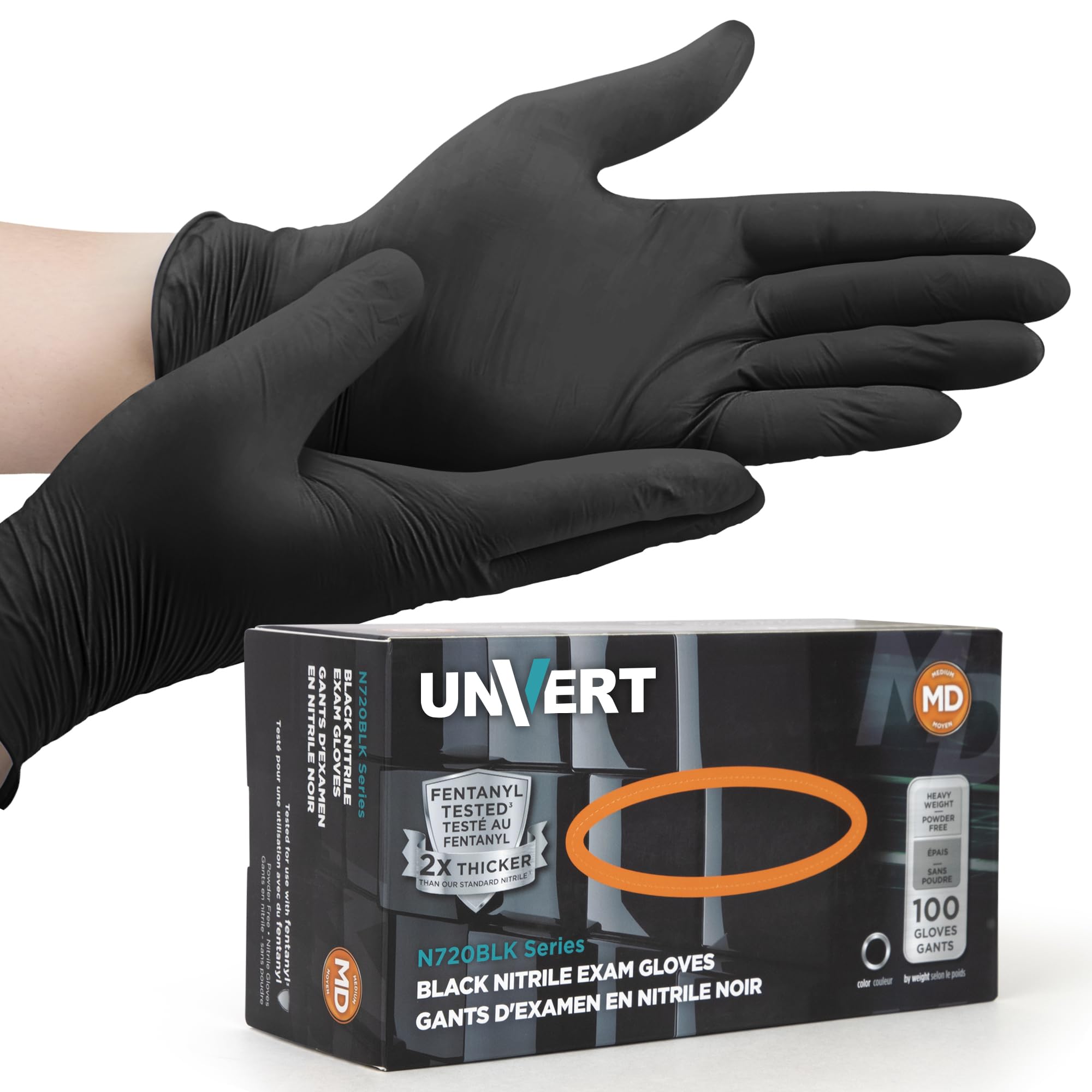 UNVERT Nitrile Disposable Gloves - Heavy Duty 6 Mil Premium Quality, Latex-Free Protection for Cleaning, Cooking, and More (Large)