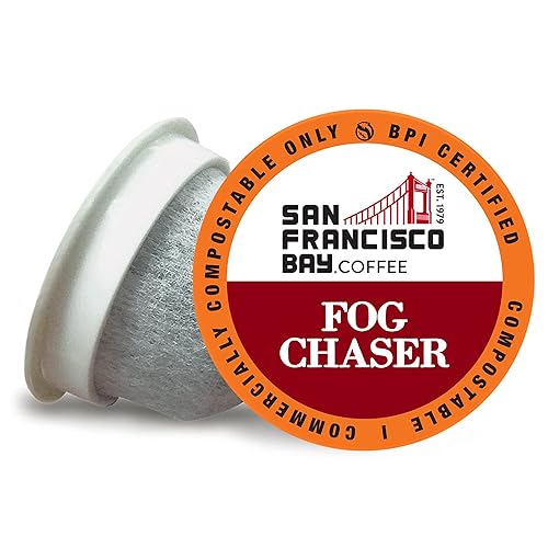 SF Bay Fog Chaser OneCup - 72 Count Compostable Coffee Pods - Medium-Dark Roast Arabica Coffee - Compatible with Most Keurig K-Cup Brewers