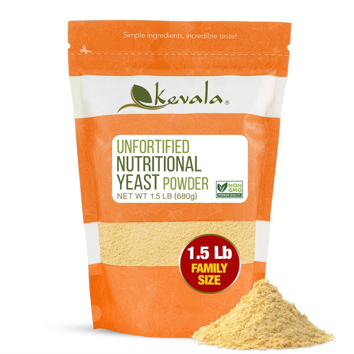 Kevala Nutritional Yeast - Premium Non Fortified Powder for Vegan Cooking, Product of USA, Seasoning with a Cheesy Flavor, Dry Yeast With No Added