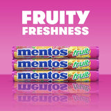 Mentos Fruit Chewy Mint Candy Roll, Mixed Fruit Flavors, Valentine's Day Candy for Parties & Favors, 14 Pieces Per Roll (Pack of 6)