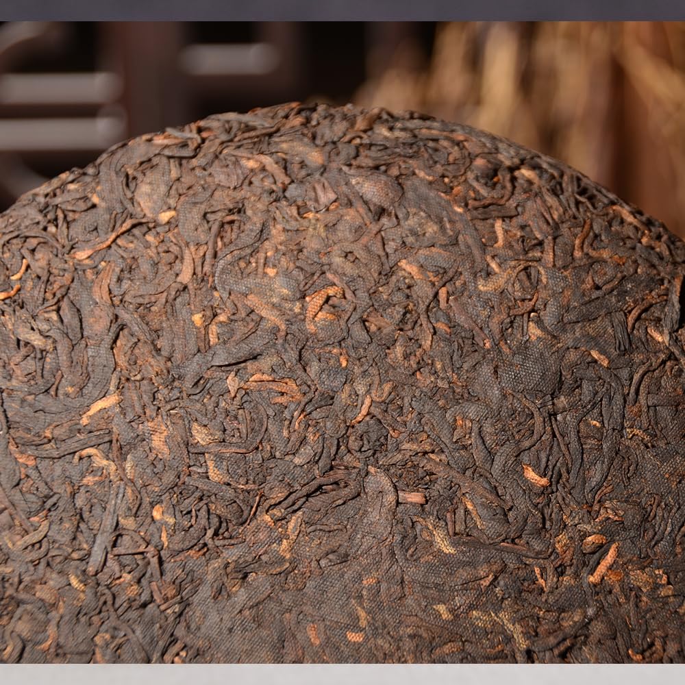SANRAN Pu Erh Tea, Aged Puer Tea Cake, Ripe Puerh Black Tea, Year 2015, 12.60oz