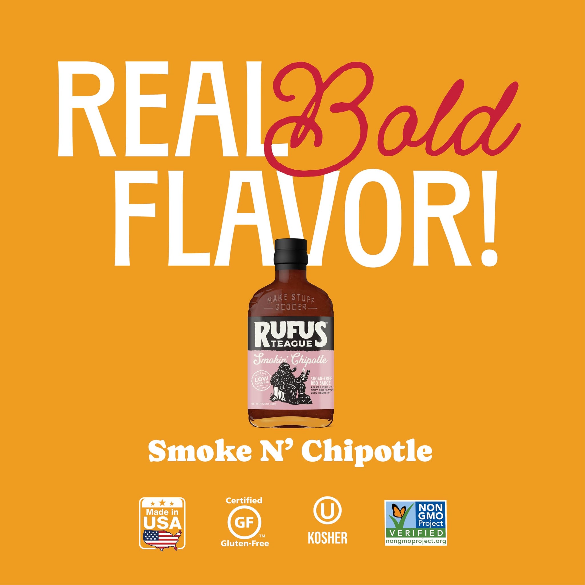 Rufus Teague Sugar-Free BBQ Sauce Smoke 'N Chipotle, Low Calorie, 12.25 oz