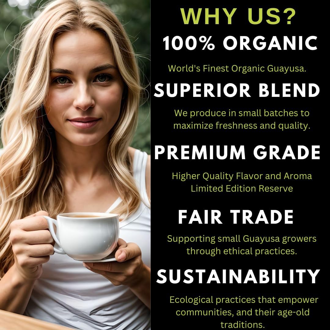 Amazonian Treasure, Organic Guayusa Tea Bags - 20 Count Box, Smooth Beverage Option, 50mg Caffeine Content, Premium Selection, Enhanced Experience