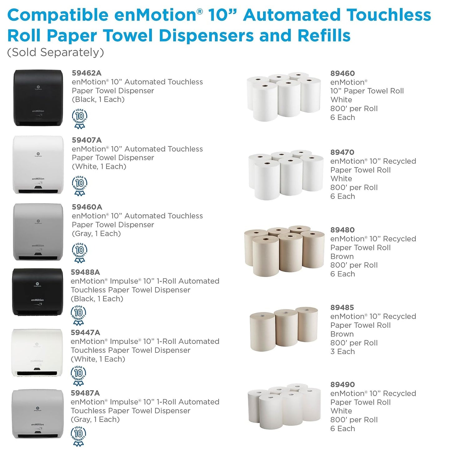 enmotion 647204 enmotion Hardwound Paper Towels 1-Ply 6 Rolls/Carton (89460)
