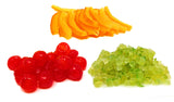Fresh Assorted Sicilian Candied Fruit - Cherry, Orange and Citron Italian Import. - Frank and Sal Bakery.. Half Pound Each