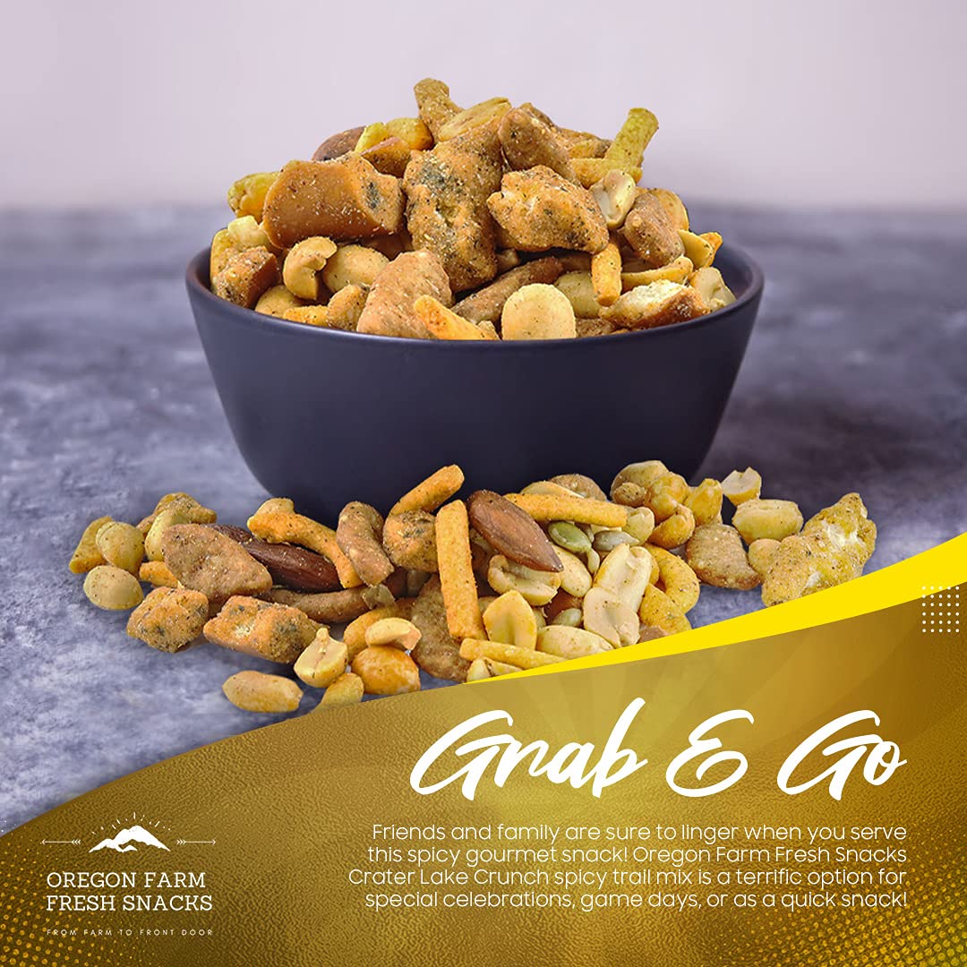 Oregon Farm Fresh Snacks Crater Lake Crunch Spicy Snack Mix - Hand-Blended Mixed Nuts Pub Mix - Sunflower & Pumpkin Seeds, Almonds, Roasted Salted
