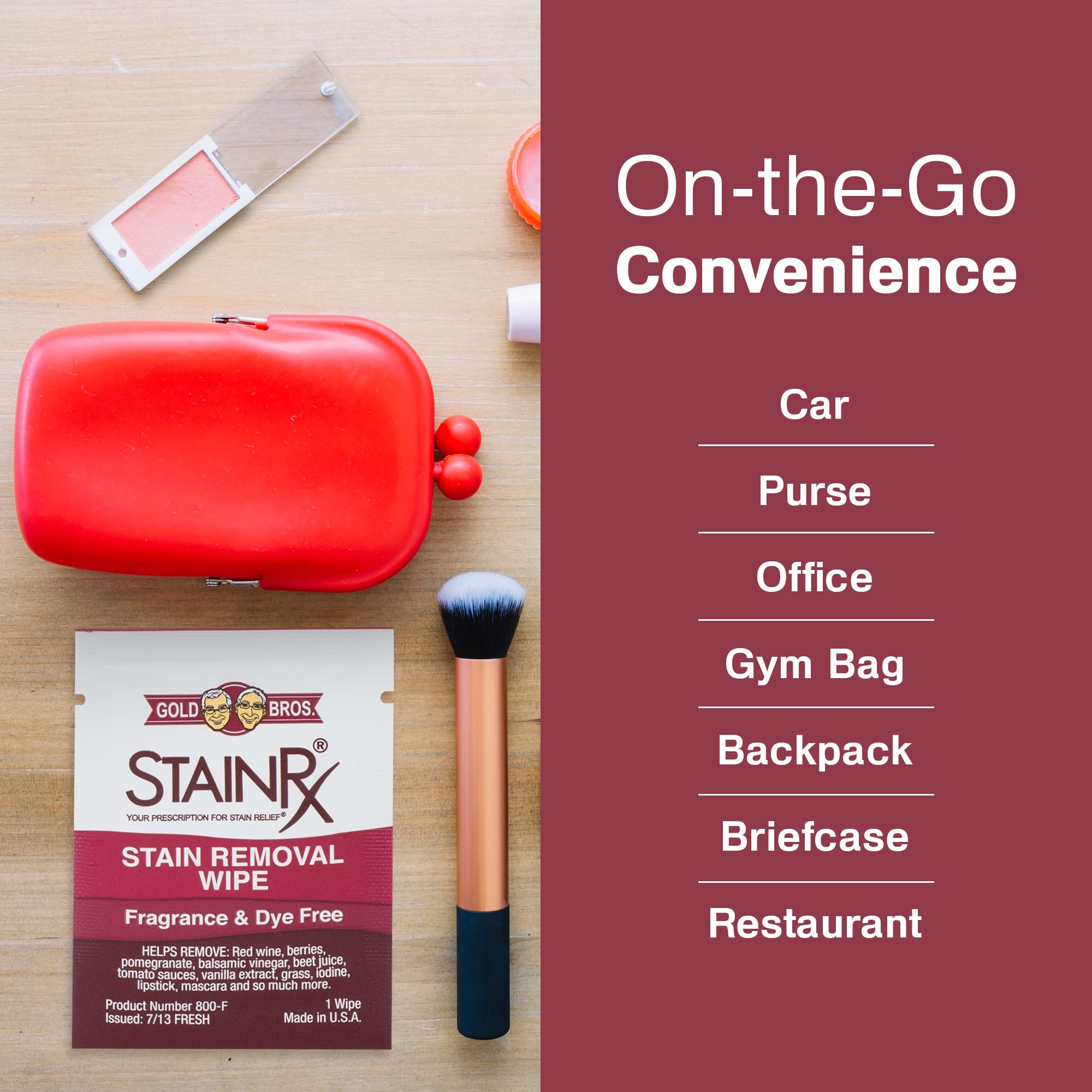 Stain Rx 18 Pack Stain Remover Wipe - Travel Wipes for Clothes, Carpet, Upholstery, & Laundry, Instant Removal of Stubborn Red Wine, Blood, Coffee