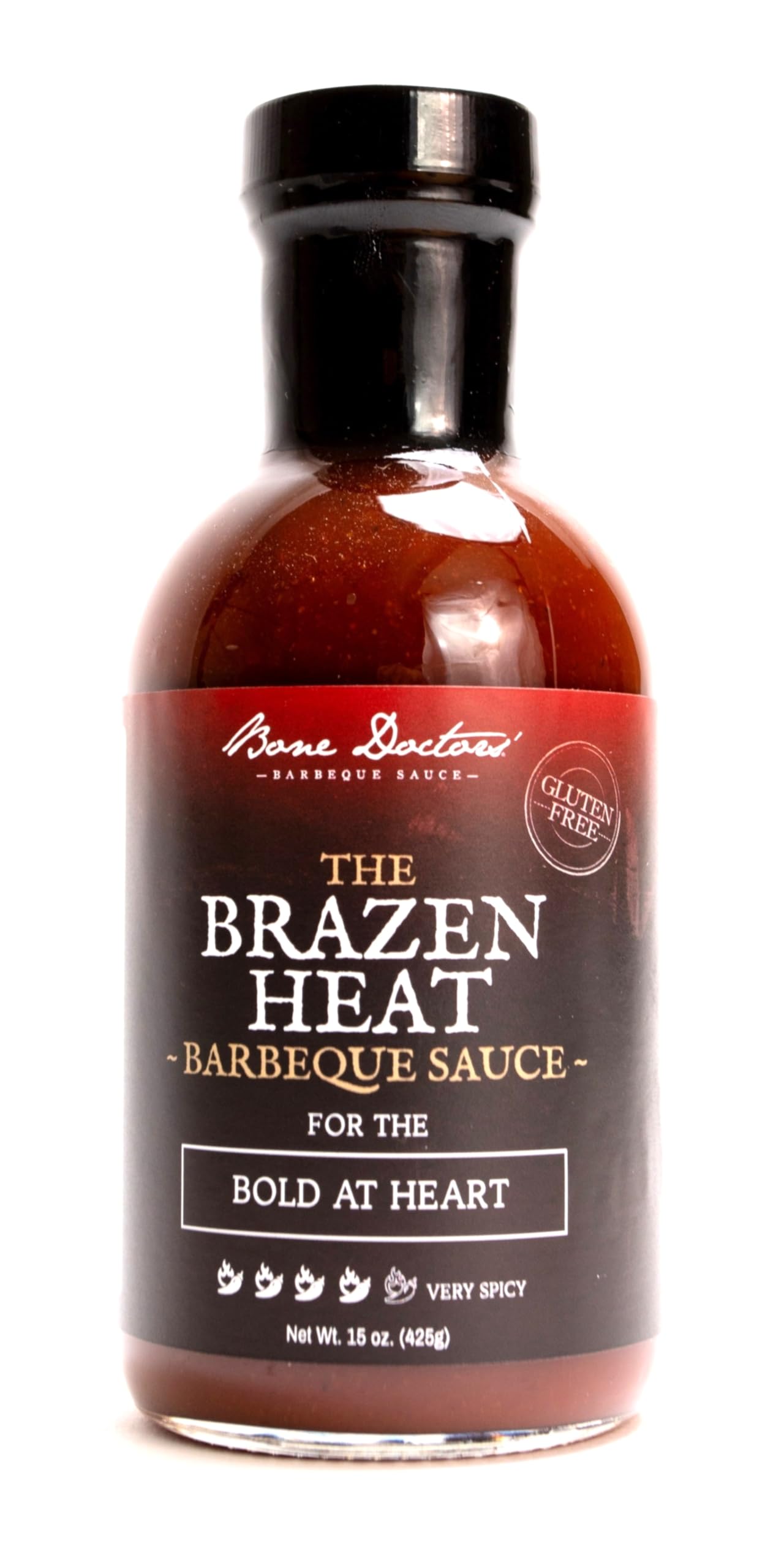 Bone Doctors' BBQ Sauce - Brazen Heat - 15oz. - Award Winning Smokehouse Flavor - Gluten Free