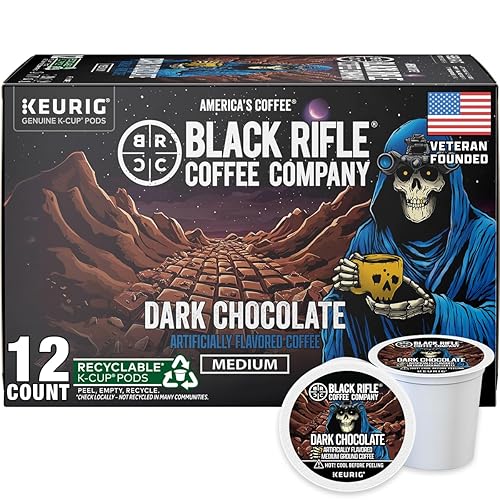 Black Rifle Coffee Company Dark Chocolate K-Cups, Rounds 12-count- Rich Dark Chocolate Favor Blended with Bold Roast in Convenient Pods