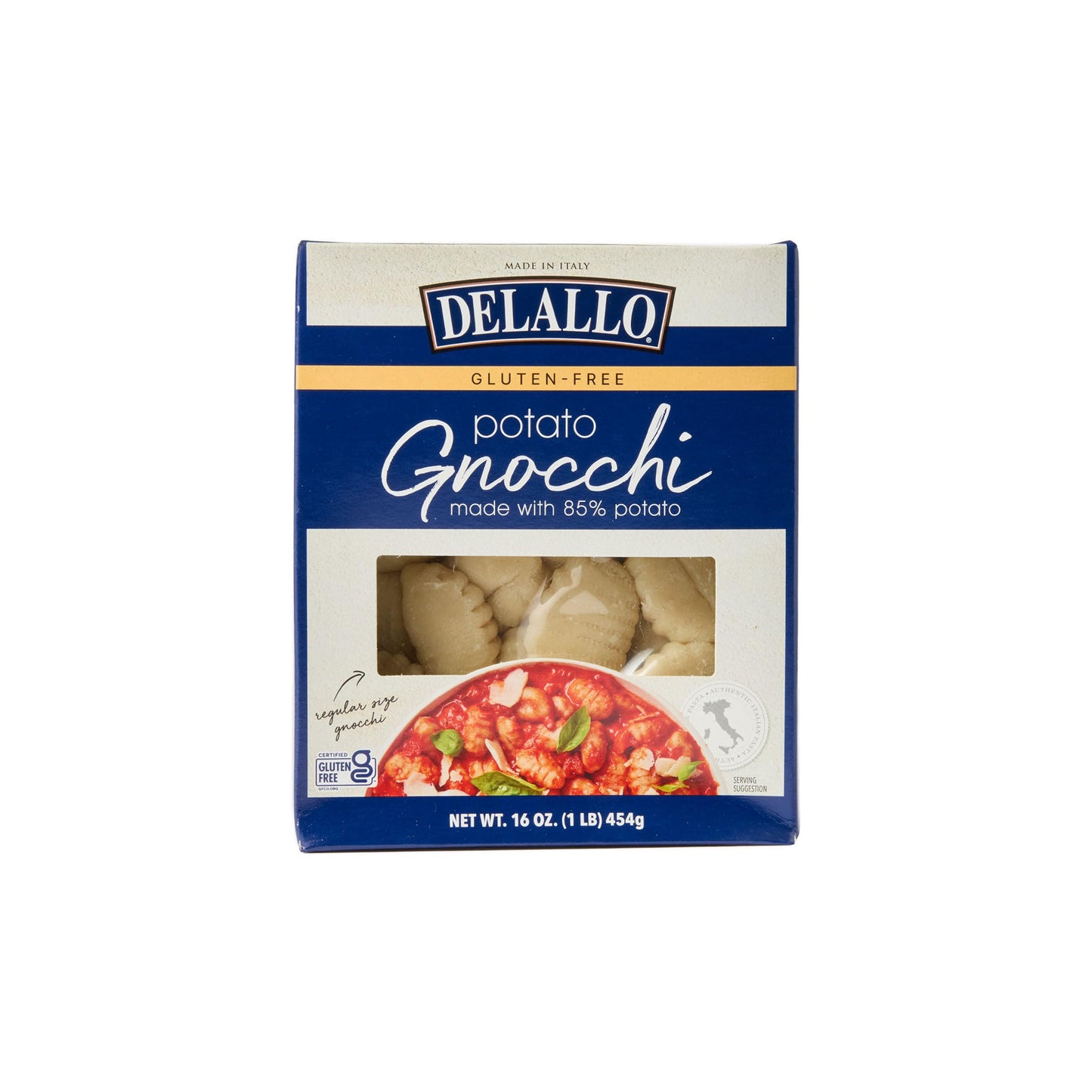 DeLallo Gluten Free Gnocchi Pasta, 16 Ounce Box, Non-GMO, Made with Potato and Rice Flour, Vegan (8 Pack)
