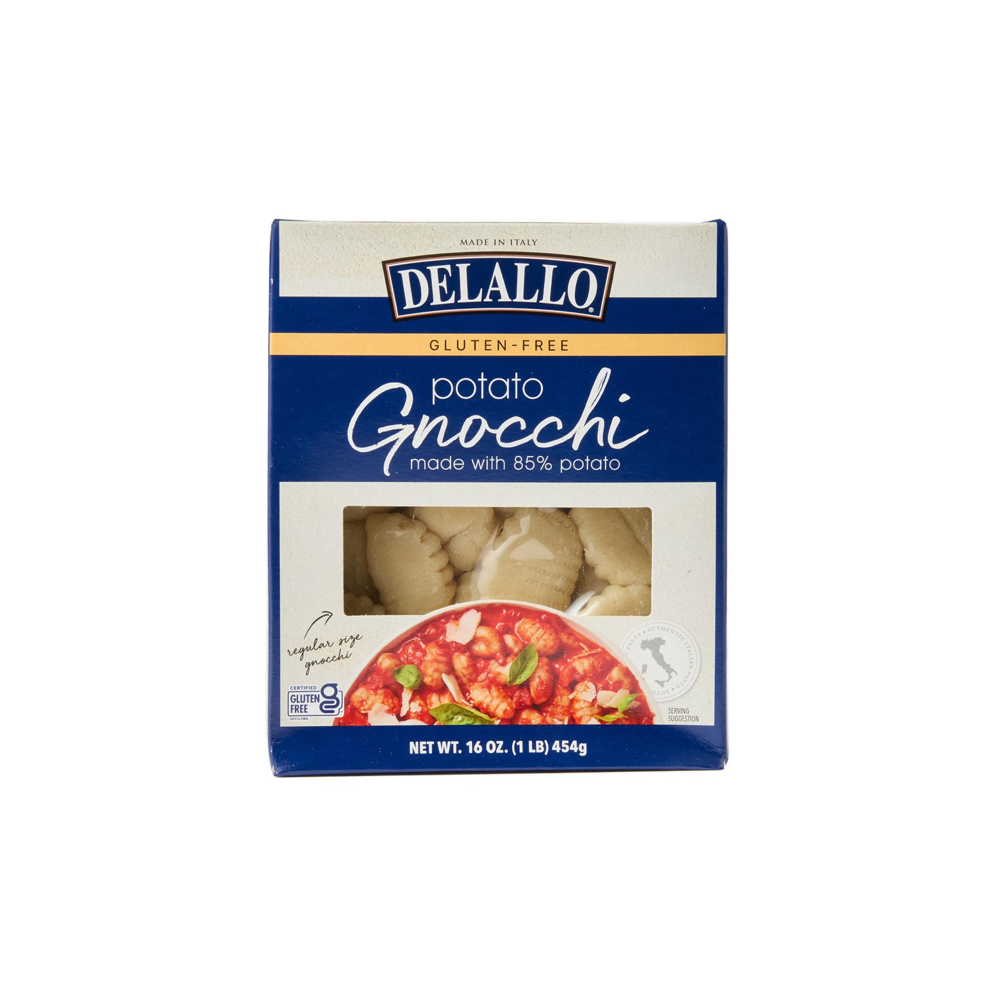 DeLallo Gluten Free Gnocchi Pasta, 16 Ounce Box, Non-GMO, Made with Potato and Rice Flour, Vegan (8 Pack)