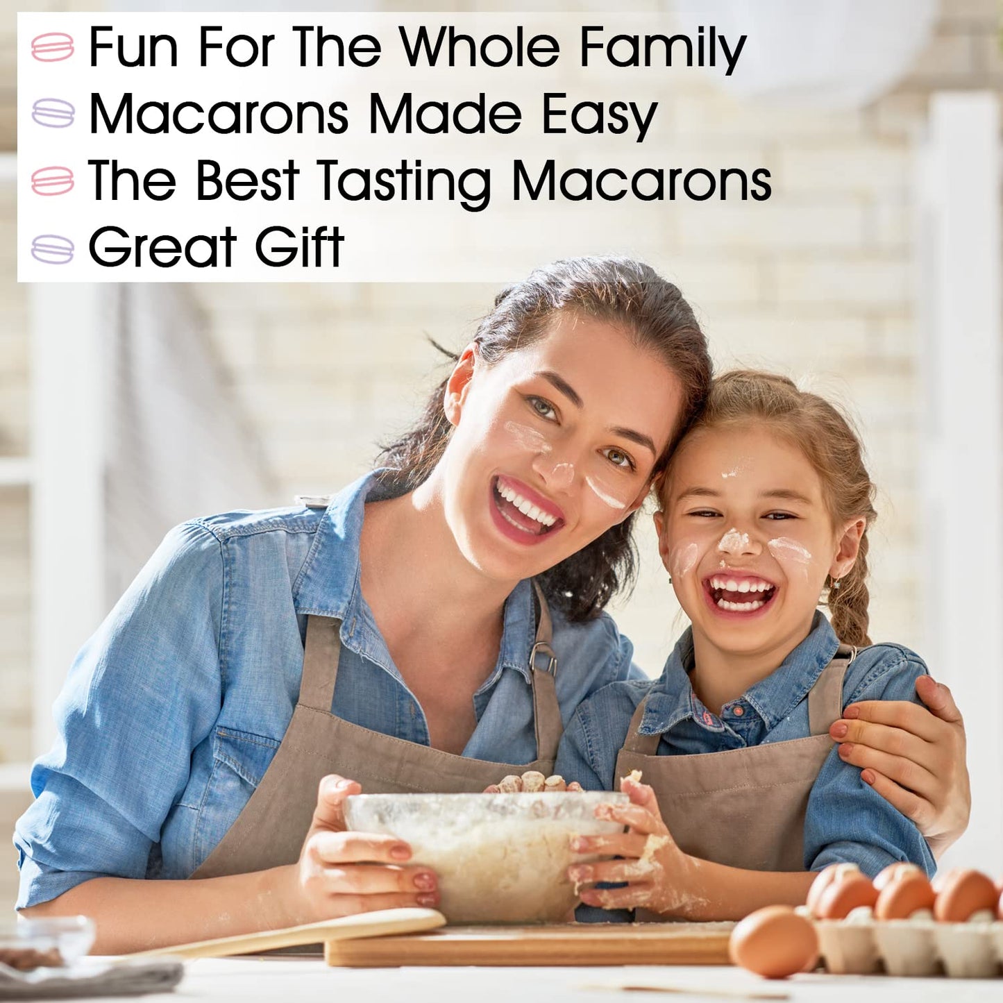 Macalicious Macaron Baking Mix - DIY Bake Your Own French Macarons Kit -Includes All Dry Ingredients, Pastry Bags with Piping Tip, Template, and Detailed Instructions - Great activity for Kids & Adults