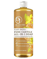 Dr. Jacobs Naturals Orange & Ginger Castile All-In-One Cleaner and Soap - Plant-Based Formula for House Cleaning Floors and Appliances - Gentle on