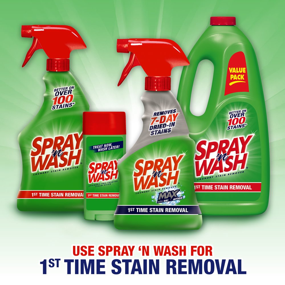 Spray N’ Wash Stain Remover Spray, Laundry Pre-Treat for Everyday Stains, 22oz (6-count)