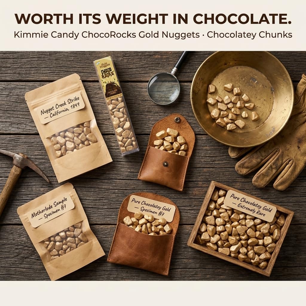 Kimmie Candy ChocoRocks Gold Nuggets, Gold-Shaped Chocolate Candy for Snacking & Cake Decorating | 2.5 oz (Pack of 3) | Gluten-Free
