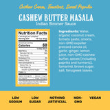 Brooklyn Delhi Cashew Butter Masala - Indian Simmer Sauce with Cashew Cream Tomatoes, Sweet Paprika - 12 Ounces - Mild Enough for a kid, Flavorful