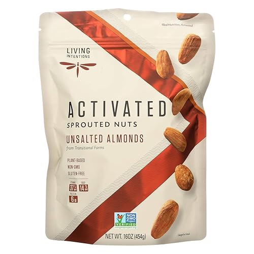 Living Intentions Unsalted Sprouted Almonds, 16 Ounce - 4 per case.4
