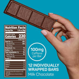 Awake Caffeinated Chocolate Bars - Milk Chocolate, 12 Bars - 100mg Caffeine - 1 Bar Equals 1 Cup of Coffee - Individually Wrapped Energy - Fairtrade