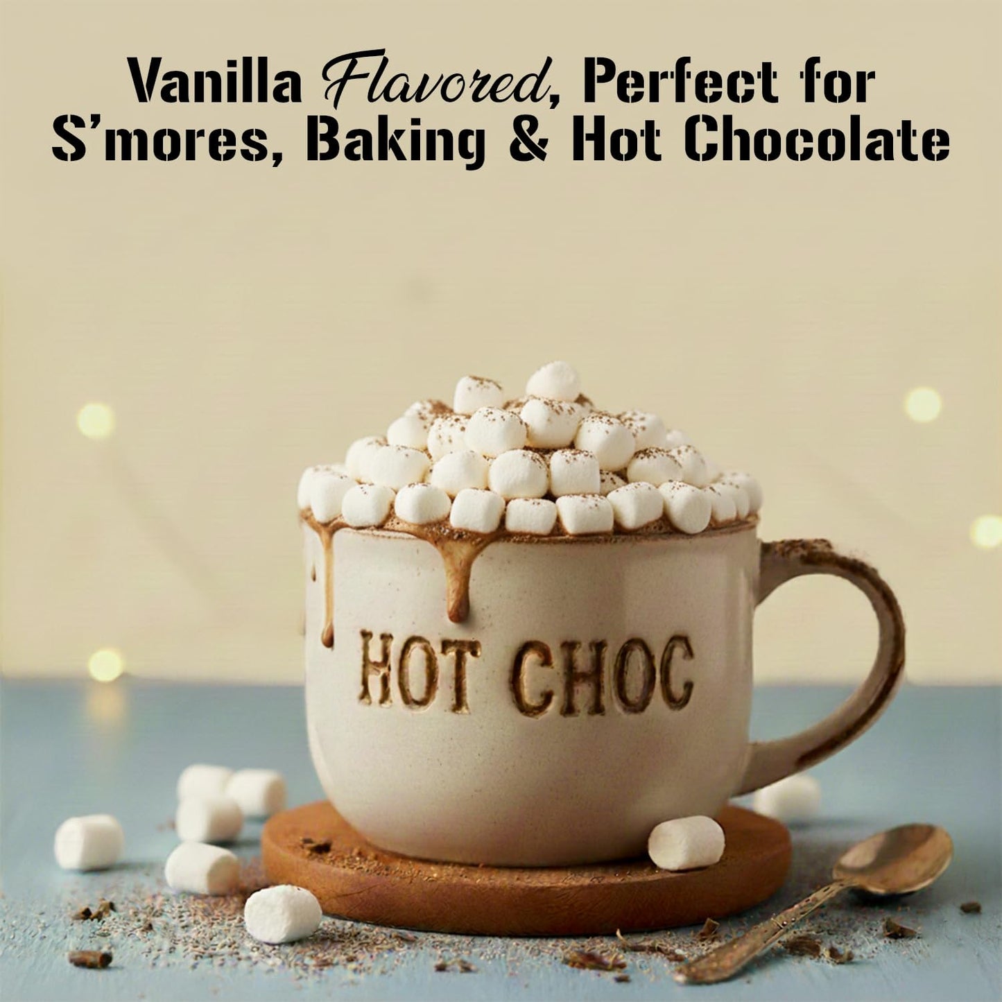 Bonjour Mini Marshmallows - Halal Gelatin, Low Fat & Dye Free Small Marshmallows For Hot Chocolate, Smore, Ice Cream - Vanilla Flavored Soft, Fluffy