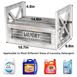 GIRVEM Laundry Detergent Holder with Drip Tray Catcher - Wooden Farmhouse Laundry Room Decor - Rustic Detergent Holder Accessories for New Home