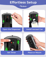 Automatic Air Freshener Spray Dispenser, Black Wall Mounted or Free Standing Battery Operated Sprayer for Home or Commercial Use, 3 Auto Time Settings