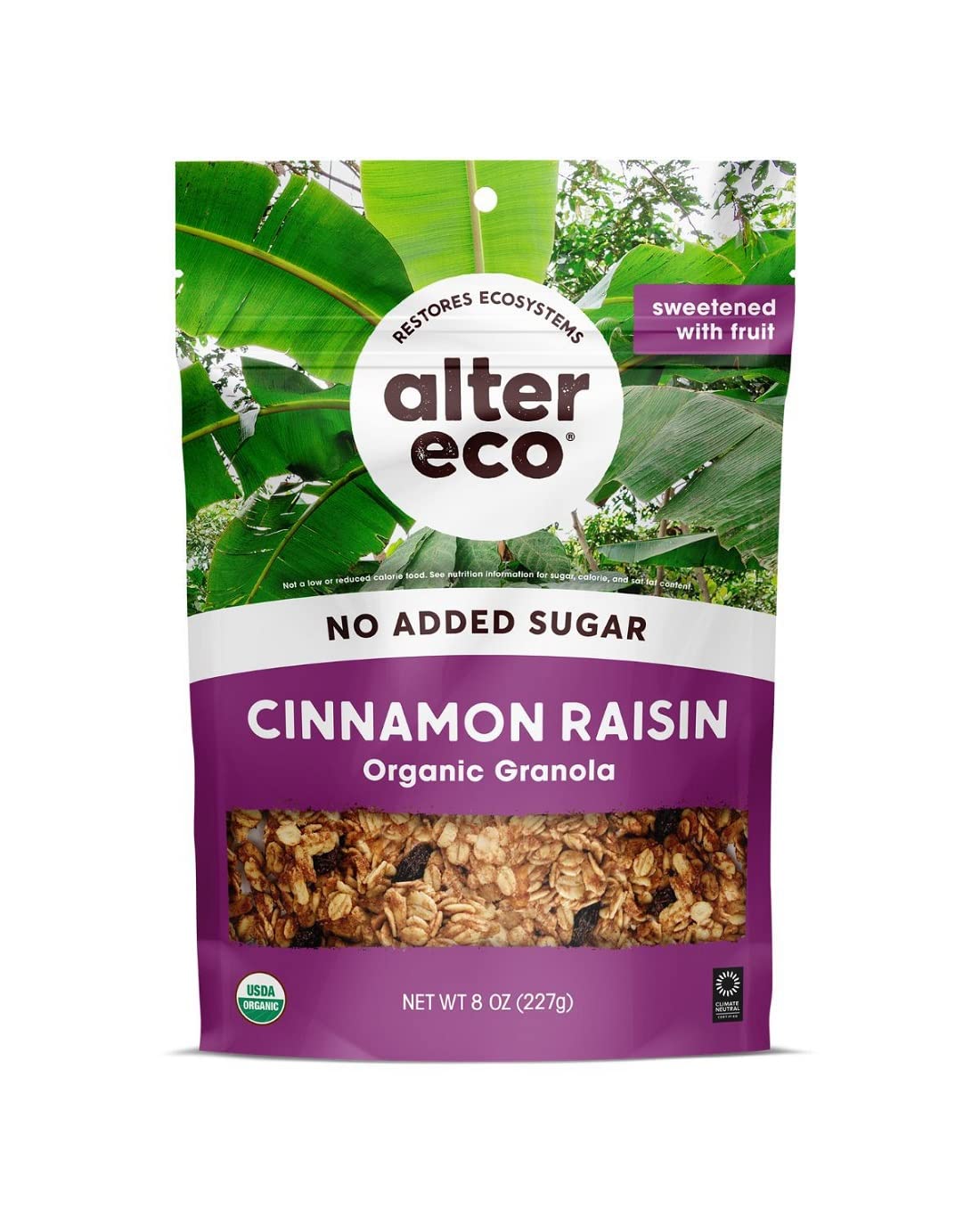 Alter Eco Cinnamon Raisin Granola, Healthy, Organic Breakfast & Snack, Naturally Sweetened with Fruit, Vegan, No Artificial Sugars or Additives