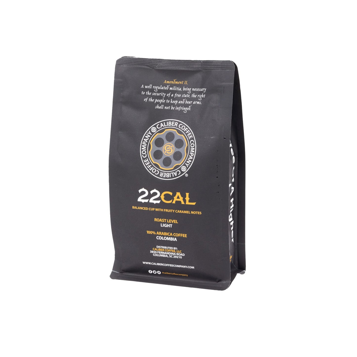 Caliber Coffee .22 Cal Ground Light Roast - Balanced, Fruity, Caramel Flavors - 100% Artisan Roasted Arabica Coffee - Small-Batch, Hand-Crafted