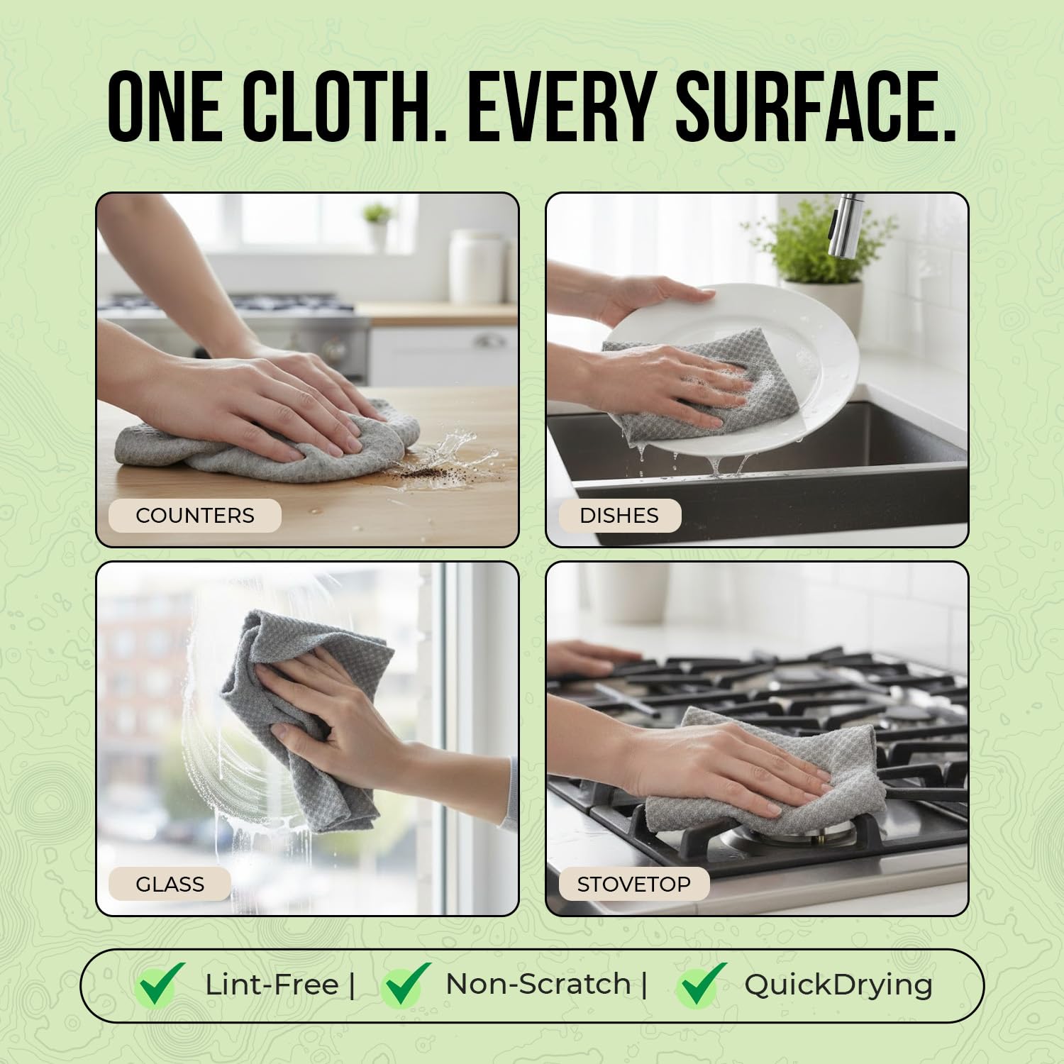 Swedish Dishcloths 12 Pack - Reusable Paper Towels for Kitchen, Absorbent Cellulose Sponge Cleaning Cloths, Washable Dish Rags, Quick Drying Kitchen