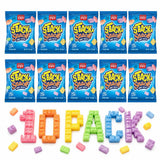 DOUzzle Kosher, Stack 'n Snack Candy Blocks, Edible Bricks, Building Blox, Construction Cake Toppers, (10 Pack), Individually Wrapped Treats, Birthday