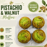 Pistachio Walnut Muffins, Soft Moist Bakery Breakfast Snack, 4 Count, 14 oz - JO BAKES