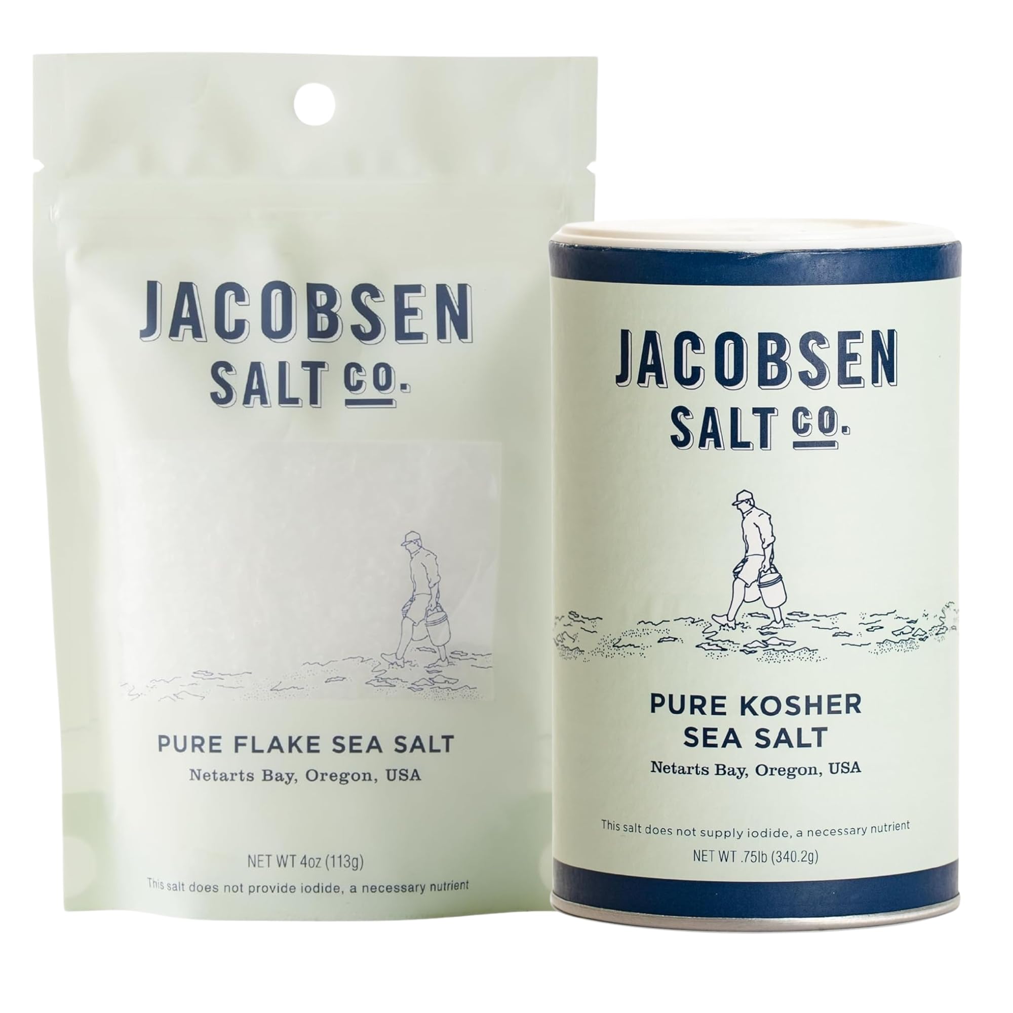 Jacobsen Salt Co. Sea Salt Variety Pack - Coarse, Non-Iodized Made in USA, Non-GMO, Steak Seasoning, Gourmet, Real Salt Flakes - Pure Kosher & Flake