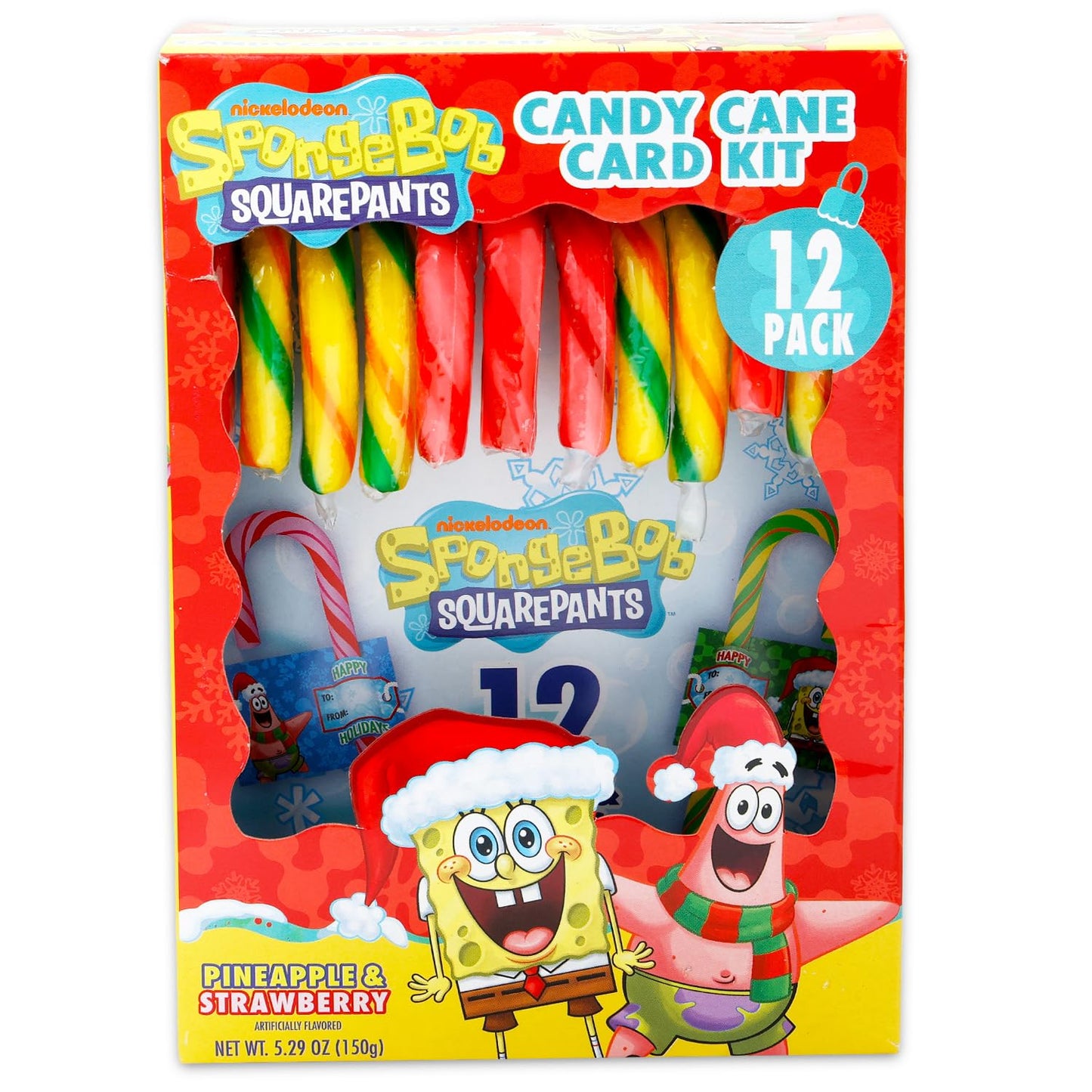 Spongebob Squarepants Candy Cane Stocking Stuffers - Bundle with 24 Flavored Candy Canes Plus To/From Cards and Stickers | Spongebob Individually