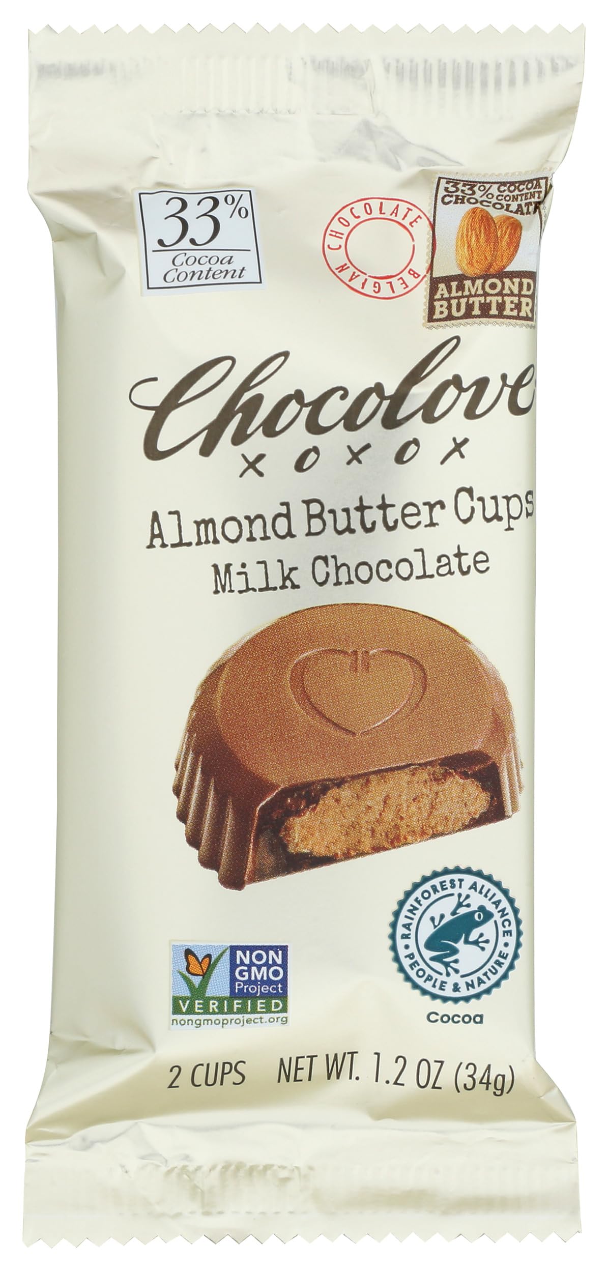 Chocolove Milk Chocolate Almond Butter Cups, 1.2 OZ