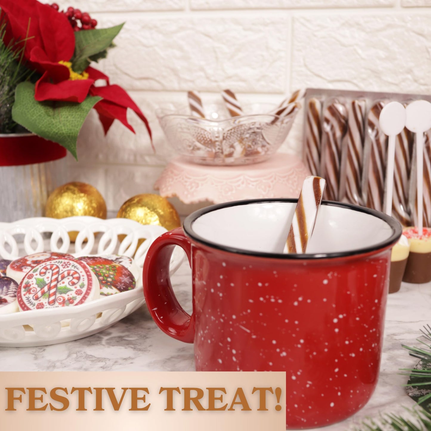 Christmas Caramel Candy Spoons, Hot Chocolate and Coffee Stirring Sticks, 36 Total Pieces (Pack of 3)