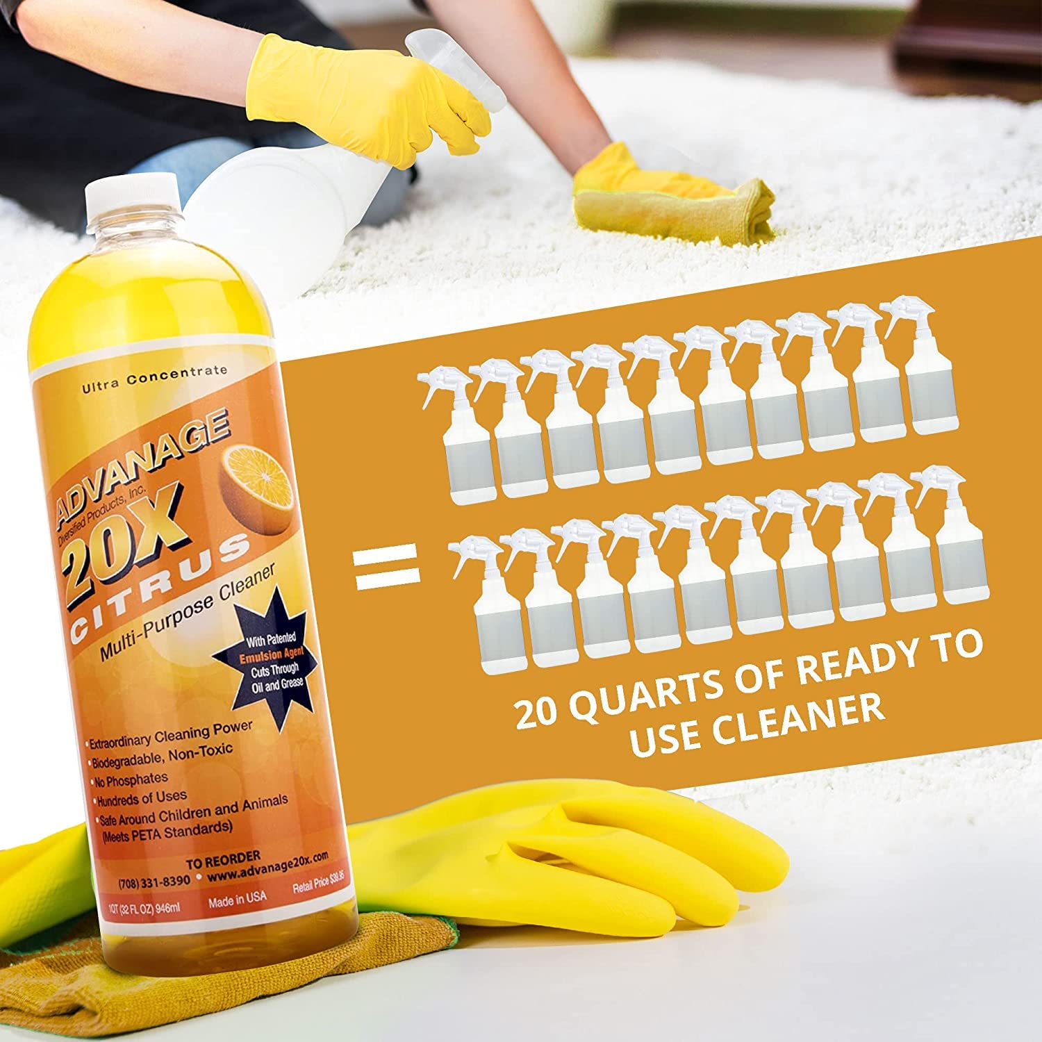 ADVANAGE 20X Multi-Purpose Cleaner Citrus 2 Pack - Manufacturer Direct - 20X is Our Newest Formula!