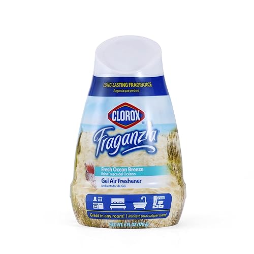 Clorox Fraganzia Cone Gel Air Freshener, Twist Open Adjustable Solid Air Deodorizer for Small Indoor Spaces, Continuous Fresh Ocean Breeze Scent