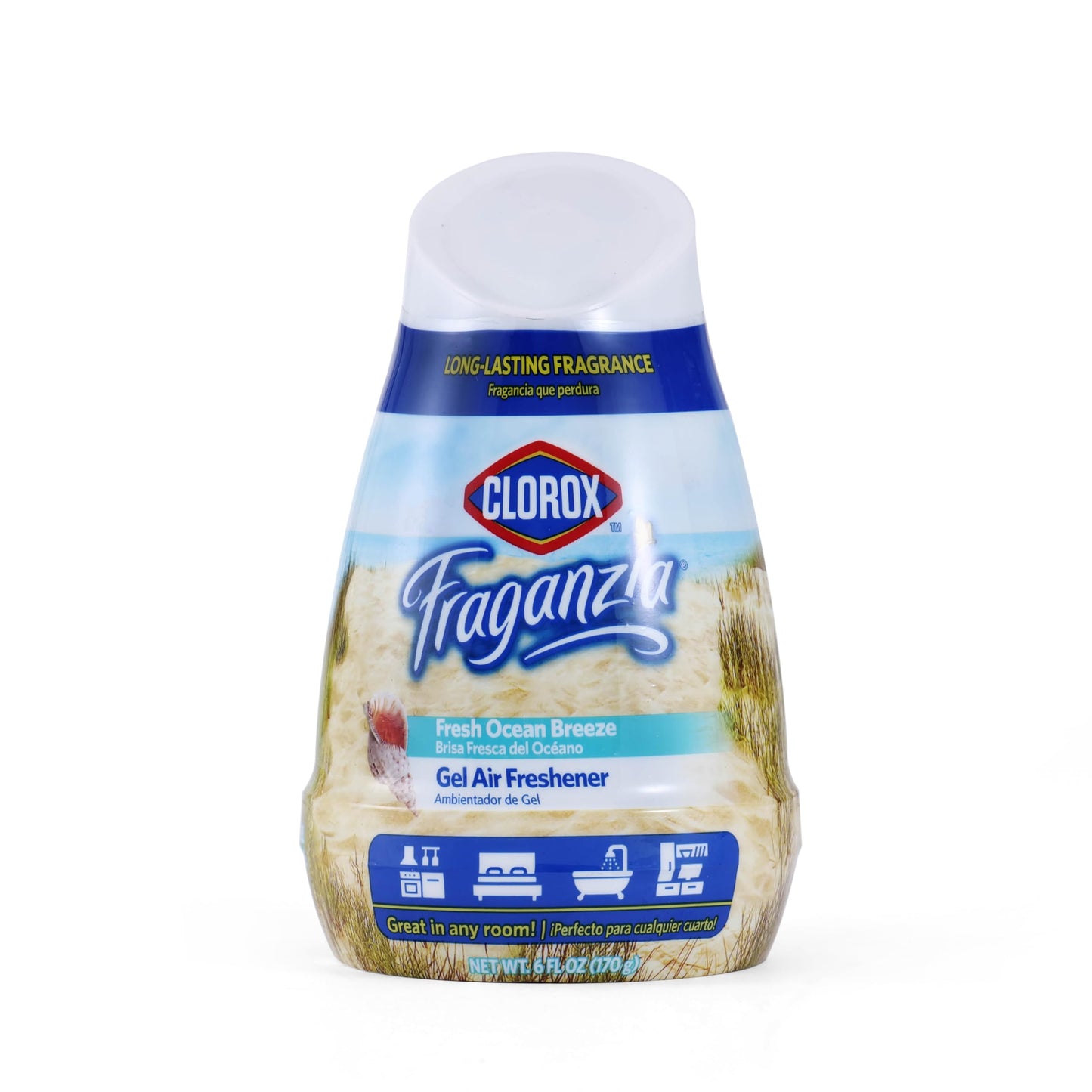 Clorox Fraganzia Cone Gel Air Freshener, Twist Open Adjustable Solid Air Deodorizer for Small Indoor Spaces, Continuous Fresh Ocean Breeze Scent