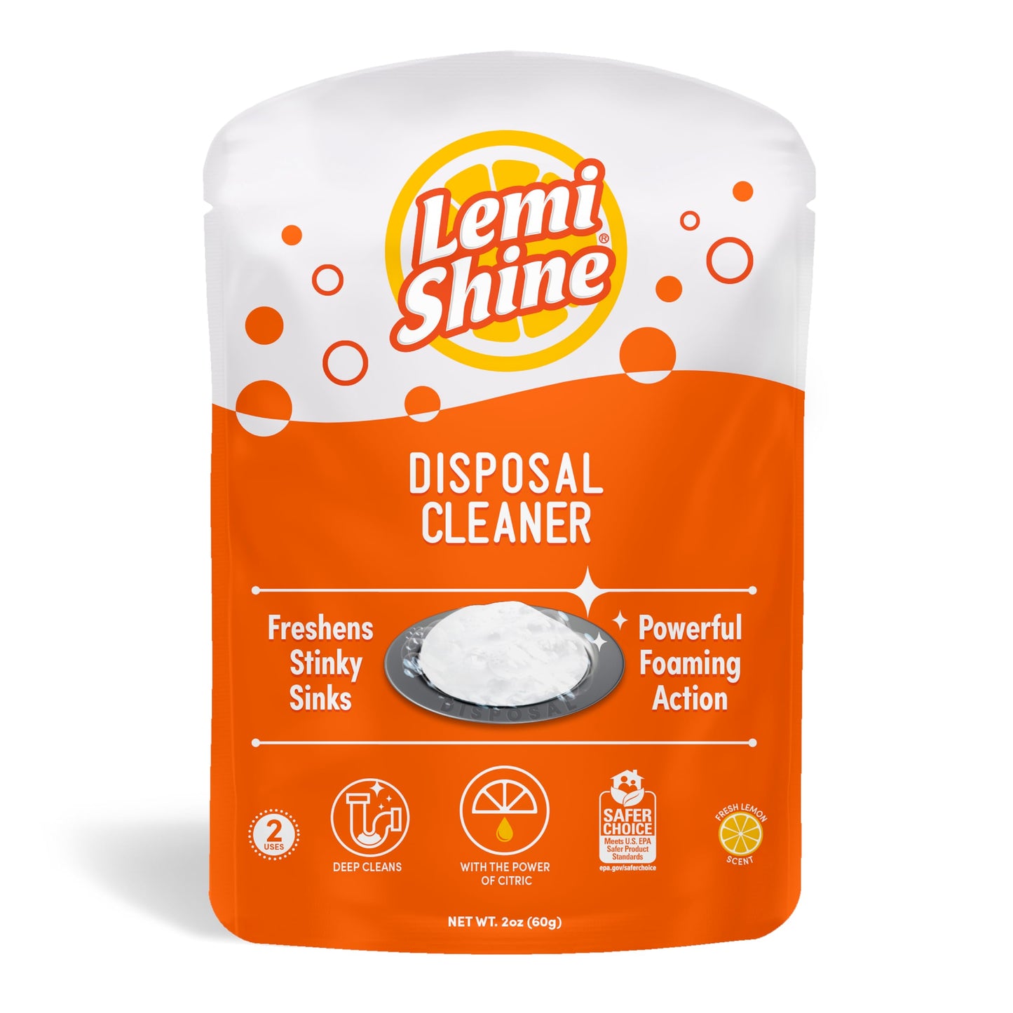 Lemi Shine Garbage Disposal Cleaner and Deodorizer Powered By Citric Acid | Foam Cleaner For Kitchen Garbage Disposal with a Natural, Fresh Lemon