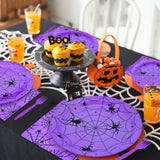 96 Pieces Halloween Spider Web Tableware Party Supplies - Disposable Dinnerware Set with Paper Plates, Napkins, and Forks for Spooky Halloween Party