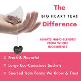 Big Heart Tea Co. Tea Bags - Blushing Pink Hibiscus - Certified Organic, Naturally Sweet Ayurvedic Herbal Decaf Tea with Small Batch Ground Herbs
